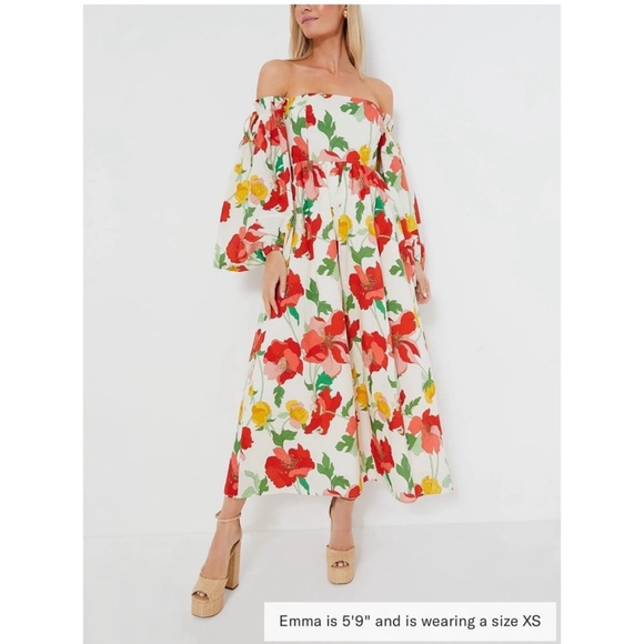 NWT Tuckernuck Hyacinth House Off-The-Shoulder Marigold Maxi Dress - Picture 2 of 10